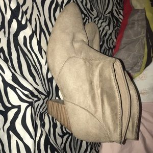 high heeled tan boots